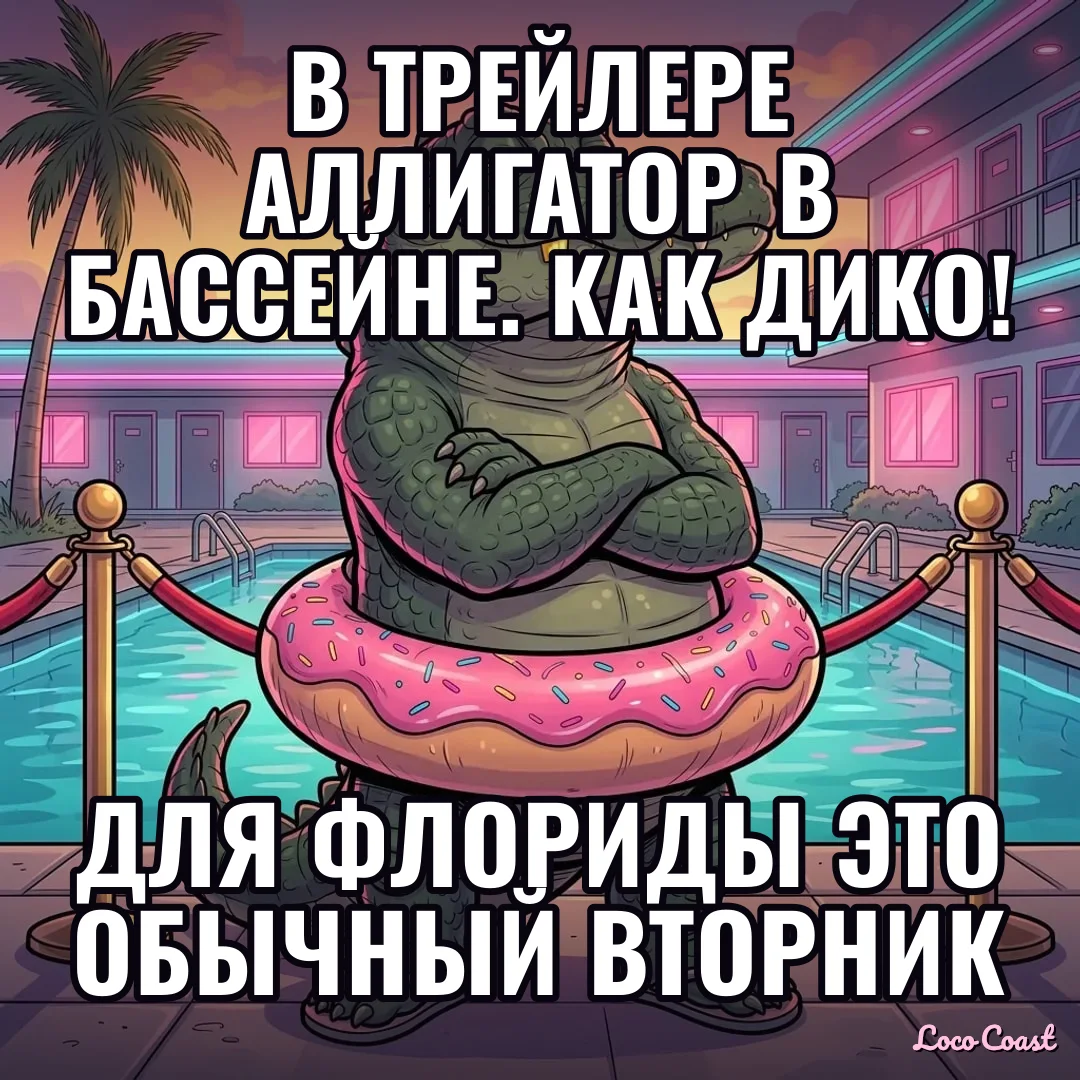 Трейлер против настоящей Флориды: В трейлере аллигатор в бассейне. Как дико! / Для Флориды это обычный вторник