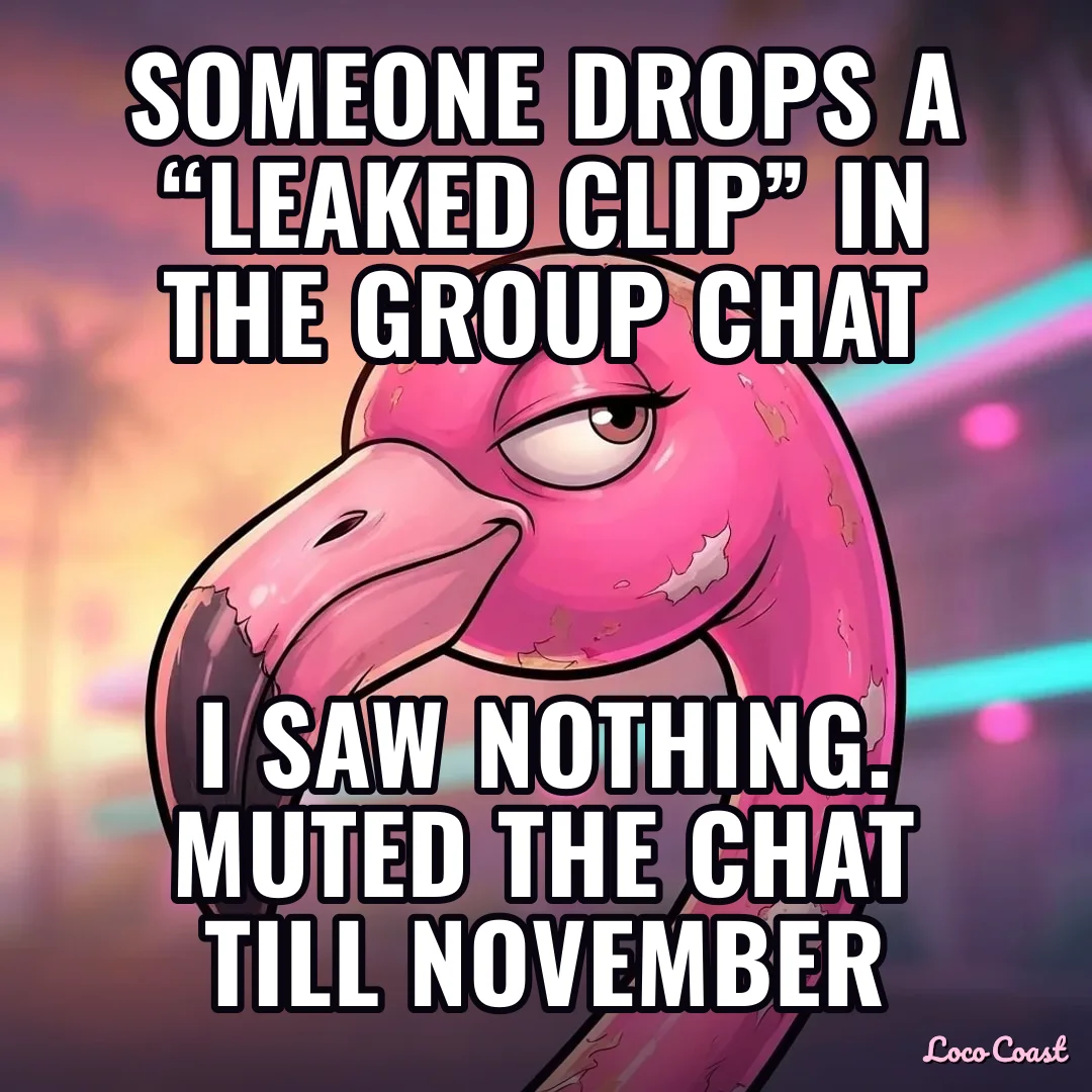 I saw nothing: the leaks edition: Someone drops a “leaked clip” in the group chat / I saw nothing. Muted the chat till November